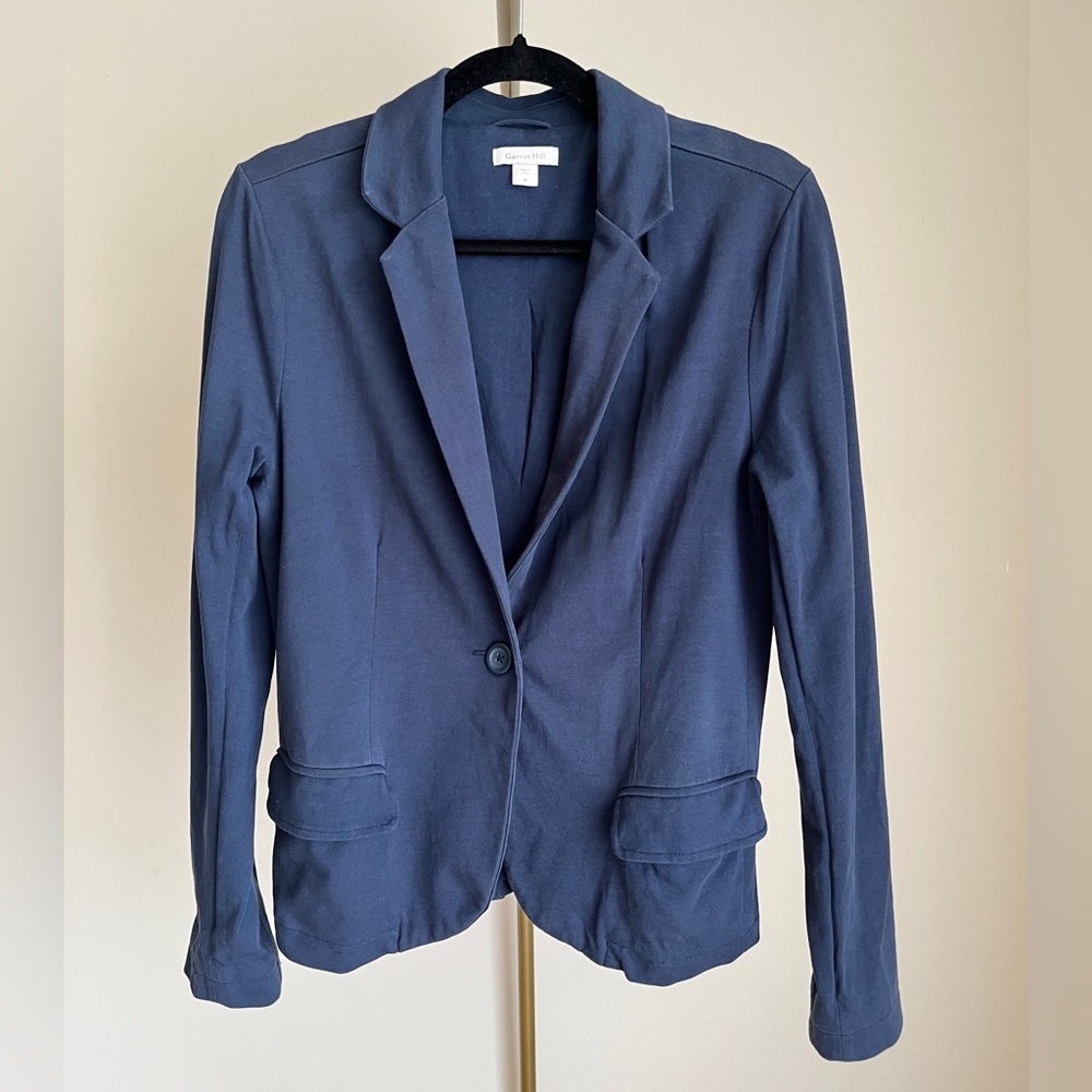 Garnet Hill Navy Cotton Blazer
